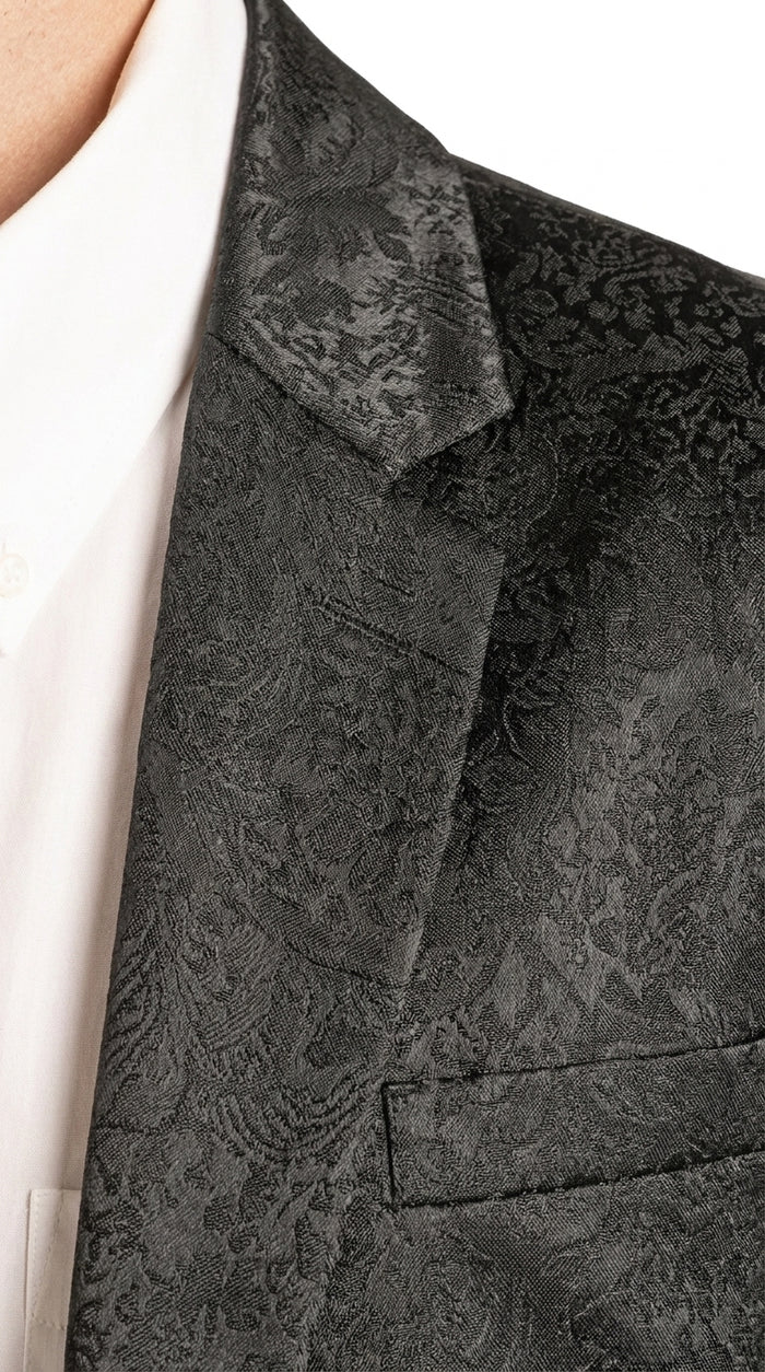 Men’s Black Western Paisley Blazer – Cowboy Jacquard Sport Coat
