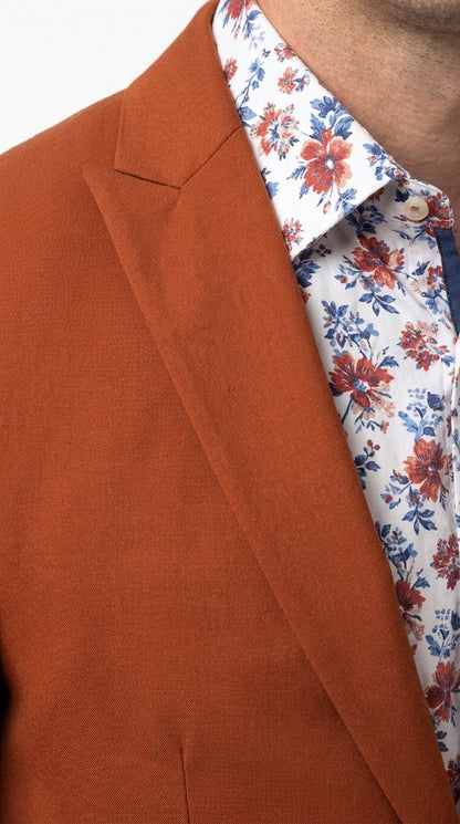 Men’s Rust Cowboy Western Blazer – Copper Brick  Color Two Button Sport Coat Peak Lapel Modern Fit