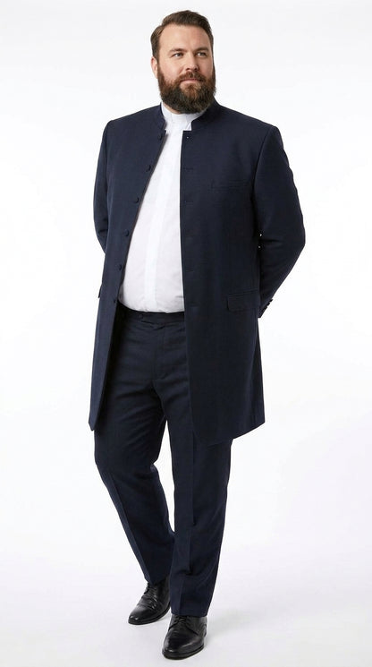 Men’s Black Mandarin Collar Suit – Matrix Neo Inspired Long Jacket & Pants Formal Suit