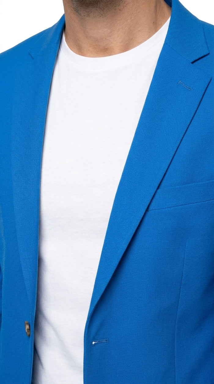 Men’s Bright Blue Club Blazer – Ted Lasso Inspired Classic Two-Button Sport Coat