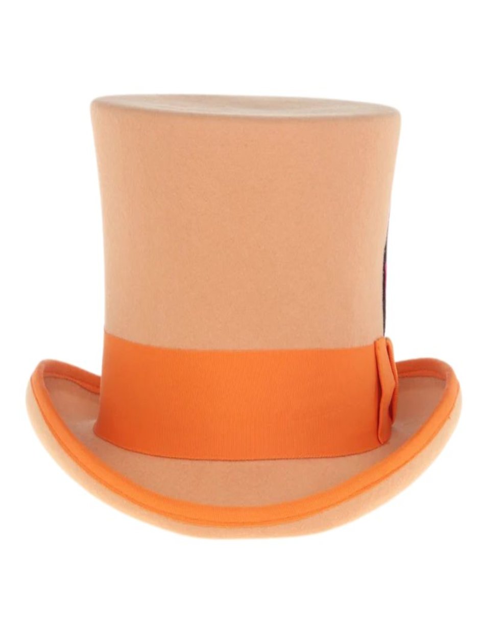 Victorian Steampunk Top Hat - 1800 19th Century - Dressy Loden Felt Top Orange Hat