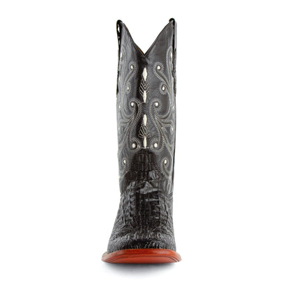 Mens Ferrini Stampede Crocodile Print Cowboy Boot in Black