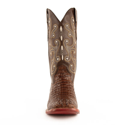 Mens Ferrini Stampede Crocodile Print Cowboy Boot in Brown