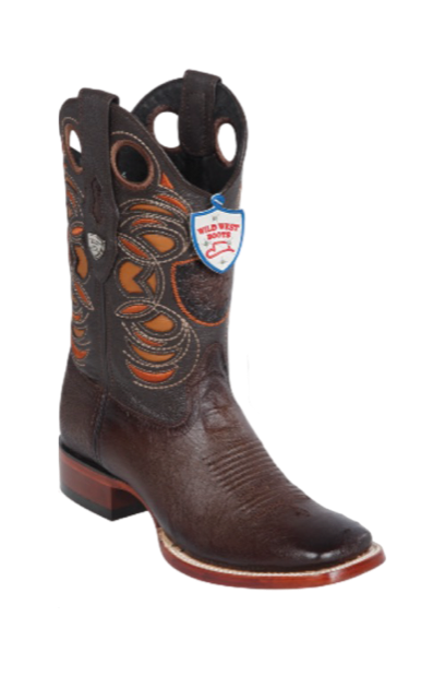 Wild West Botas de Panza de Avestruz Horma Square Toe Faded Brown 1   - from alligatorwarehouse.com