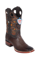 Wild West Botas de Panza de Avestruz Horma Square Toe Faded Brown