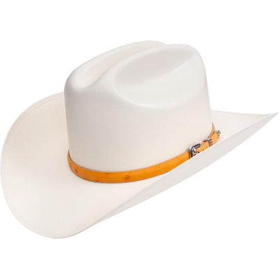 Cuernos Chuecos 10,000x Sombrero Sinaloa Style Hat Buttercup Ostrich Band 1 -1  - from alligatorwarehouse.com