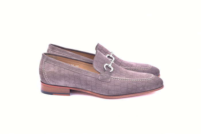 C11104-4428C- Bit Loafer Croco suede-Taupe