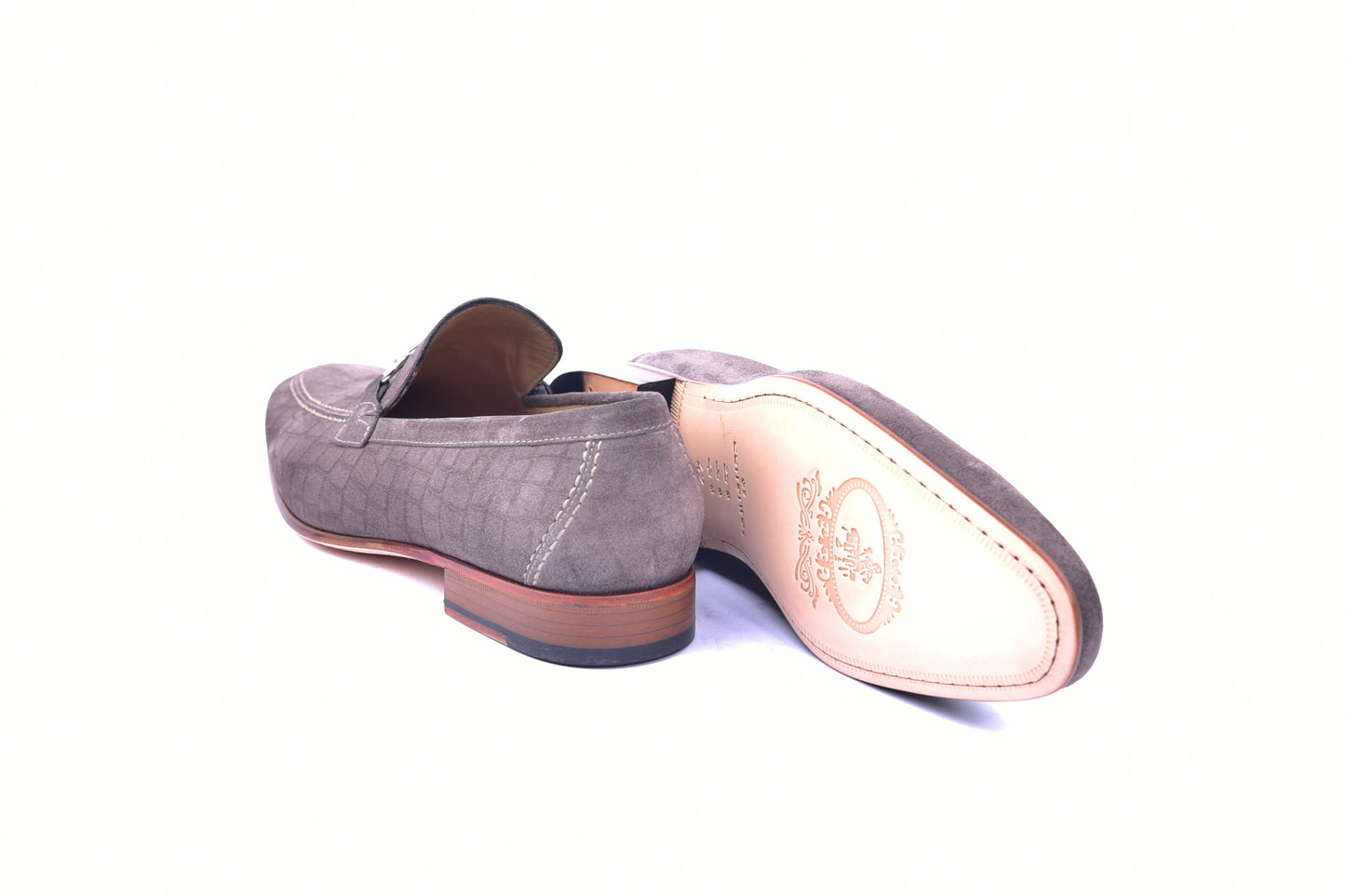 C11104-4428C- Bit Loafer Croco suede-Taupe