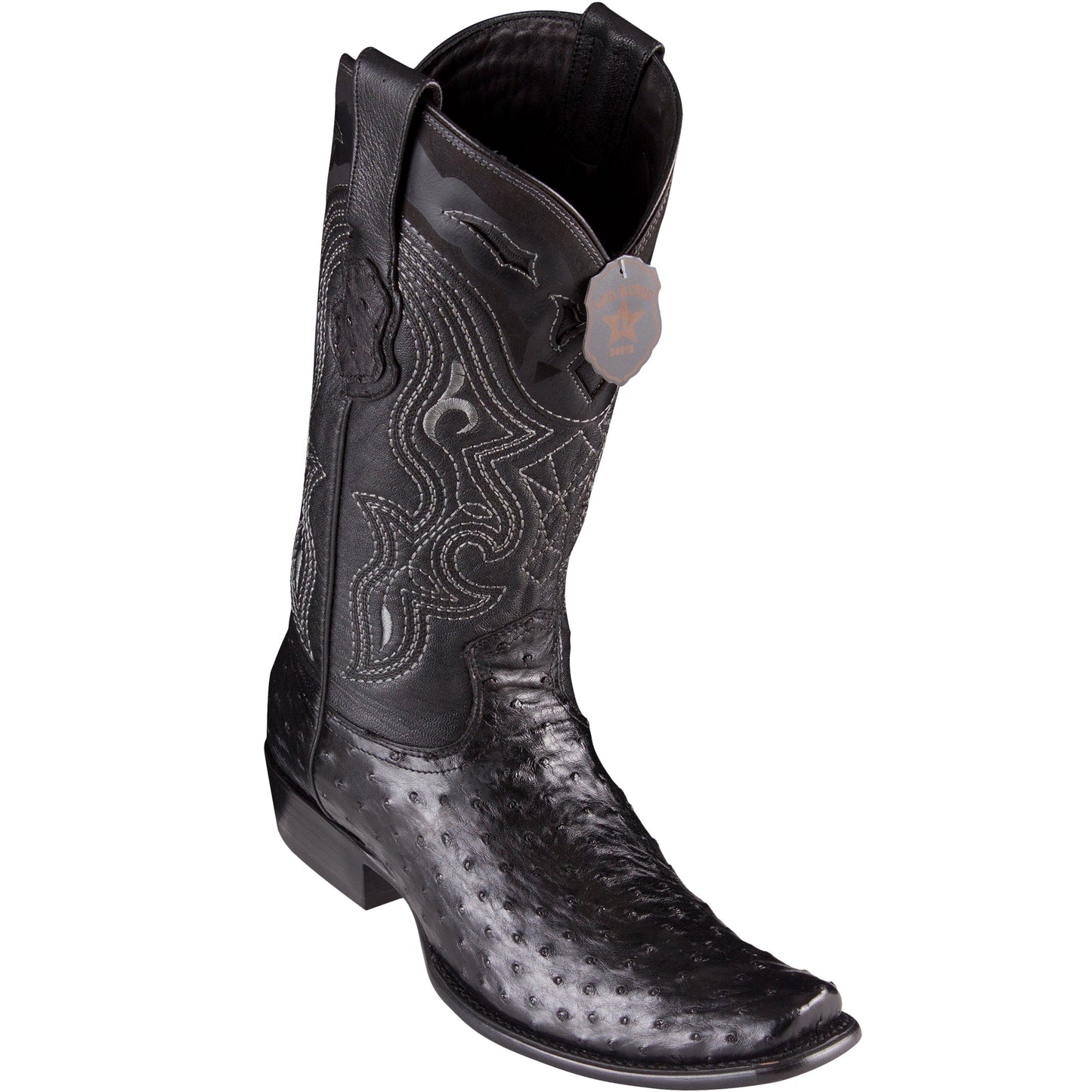 Los Altos Mens Black Ostrich Boots 