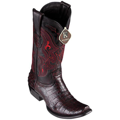 Men's King Exotic Caiman Belly Boots Dubai Toe Handcrafted Black Cherry (4798218) 1   - from alligatorwarehouse.com