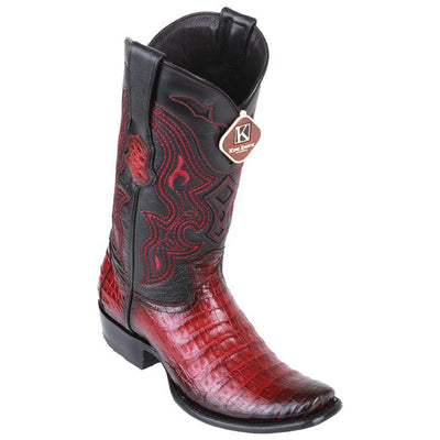 Men's King Exotic Caiman Belly Boots Dubai Toe Handcrafted Faded Burgundy (4798243) 1   - from alligatorwarehouse.com
