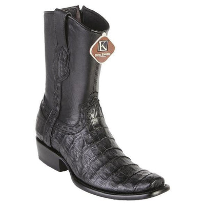 Men's King Exotic Fuscus Caiman Belly Boots With Inside Zipper Black (479B8205) 1   - from alligatorwarehouse.com