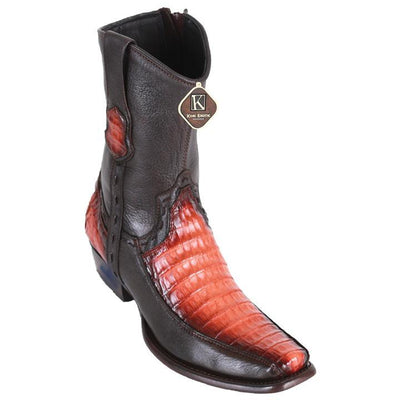 Men's King Exotic Caiman Belly Boots With Deer Dubai Toe Handmade Faded Cognac (479BF8257) 1   - from alligatorwarehouse.com