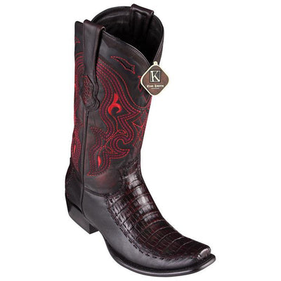 Men's King Exotic Caiman Belly Boots With Deer Dubai Toe Handcrafted Black Cherry (479F8218) 1   - from alligatorwarehouse.com