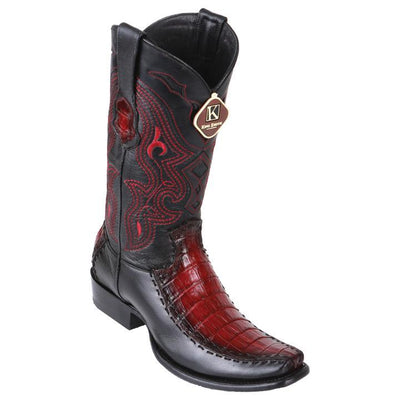 Men's King Exotic Caiman Belly Boots With Deer Dubai Toe Handcrafted Faded Burgundy (479F8243) 1   - from alligatorwarehouse.com