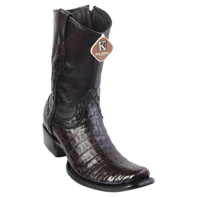 Men's King Exotic Caiman Belly Boots Dubai Toe Handcrafted Black Cherry (479B8218) 1   - from alligatorwarehouse.com