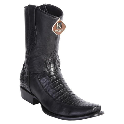 Men's King Exotic Caiman Belly Boots With Deer Dubai Toe Handmade Black (479BF8205) 1   - from alligatorwarehouse.com