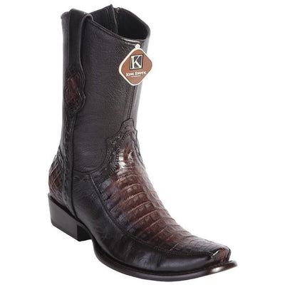 Men's King Exotic Fuscus Caiman Belly Boots With Inside Zipper Handcrafted Black (479BF8216) 1   - from alligatorwarehouse.com