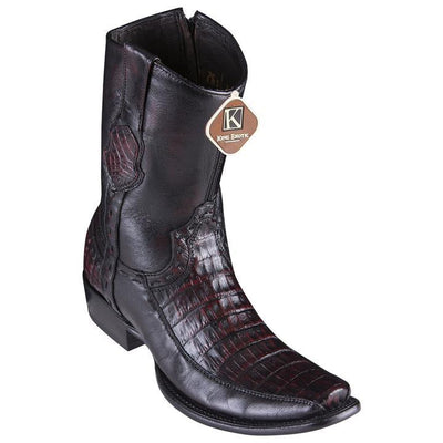 Men's King Exotic Caiman Belly Boots With Deer Dubai Toe Handmade  Black Cherry (479BF8218) 1   - from alligatorwarehouse.com