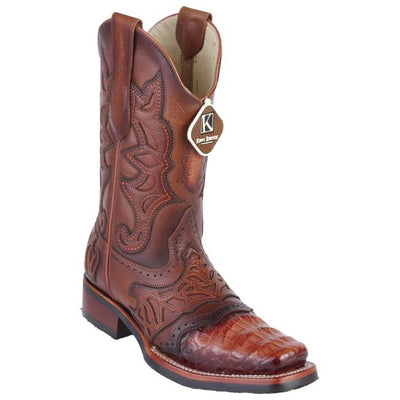 Men's King Exotic Caiman Belly Boots With Saddle Vamp Handmade Cognac(48118203) 1   - from alligatorwarehouse.com