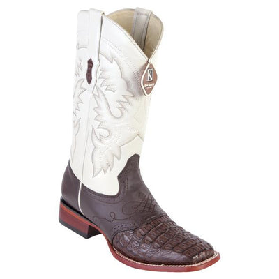 Men's King Exotic Square Toe Smooth Caiman Boots Handcrafted Brown (48211707) 1   - from alligatorwarehouse.com