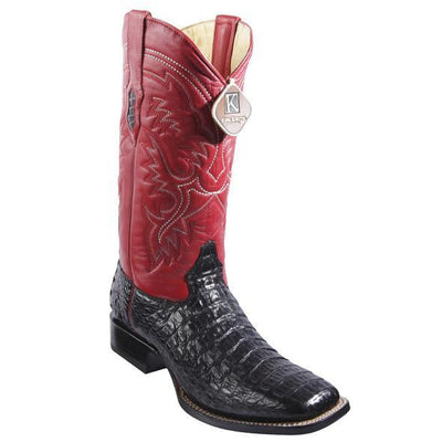 Men's King Exotic Wide Square Toe Caiman Boots Handmade Black (48221705) 1   - from alligatorwarehouse.com