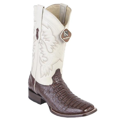 Men's King Exotic Square Toe Smooth Caiman Boots Handcrafted Brown (48221707) 1   - from alligatorwarehouse.com