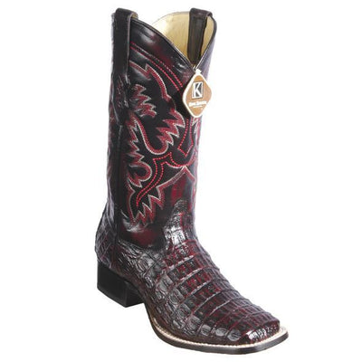 Men's King Exotic Wide Square Toe Caiman Boots Handmade Black Cherry (48221718) 1   - from alligatorwarehouse.com