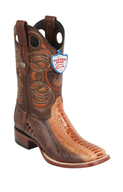 Wild West Botas de Pata de Avestruz Horma Square Toe Miel 1   - from alligatorwarehouse.com