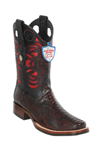 Wild West Botas de Pata de Avestruz Horma Square Toe Black Cherry 1   - from alligatorwarehouse.com
