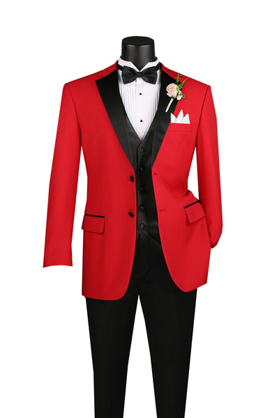 Santorini Collection - Regular Fit Red Tuxedo 4 Piece with Vest Bow Tie Adjustable Waistband 1 SO14TV-2_RED_44R  - from alligatorwarehouse.com