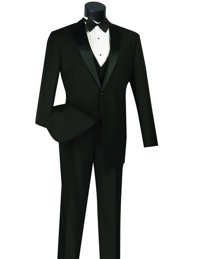 Mens 3pc Vested Black Tuxedo 1 2U-1536  - from alligatorwarehouse.com