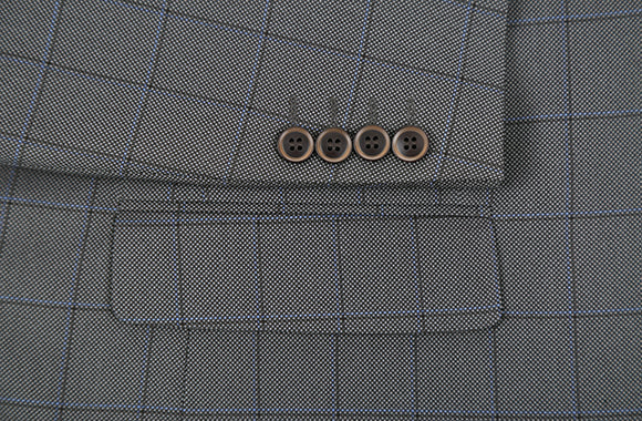 Trevi Collection - 2 Piece Suit 2 Buttons Windowpane Regular Fit In Gray