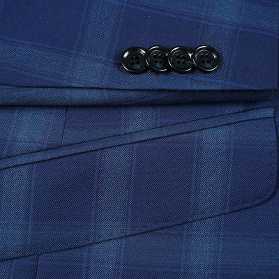 Classic Wool Regular Fit 2 Piece Checked Dress Suit in Blue 6 SO6562-5-CLASSIC  - from alligatorwarehouse.com