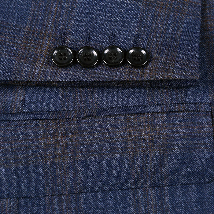 562-7 Men's 3-Piece Wool Stretch Checked Suits