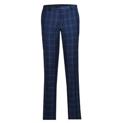 Classic Wool Regular Fit 2 Piece Checked Dress Suit in Blue