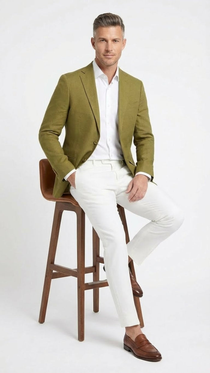 Men’s Olive Green Blazer Sport Coat – Summer in pistachio sage green