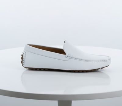 Men’s Mundo White Leather Loafers – Classic Slip-On Dress Shoes for Casual and Formal Wear 5   - from alligatorwarehouse.com