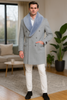 Men’s Light Grey Double Breasted Overcoat with Faux Fur Shawl Collar – Winter Luxury Coat Wool Fabric 5   - from alligatorwarehouse.com