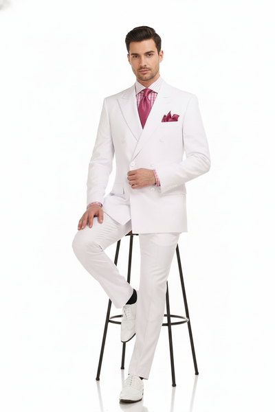 Men’s White Double-Breasted 3-Piece Suit Set – Premium Tailored Fit Formal Wedding and Evening Suit 3   - from alligatorwarehouse.com