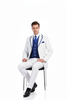 Men’s White and Royal Blue Pinstripe 3-Piece Suit – Classic Fit Blazer with Vest, Pants, and Tie 3   - from alligatorwarehouse.com