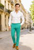 Men’s Aqua Dress Pants – Slim Fit Stylish Formal Trousers for Parties and Casual Wear in Turqoise Color 4   - from alligatorwarehouse.com