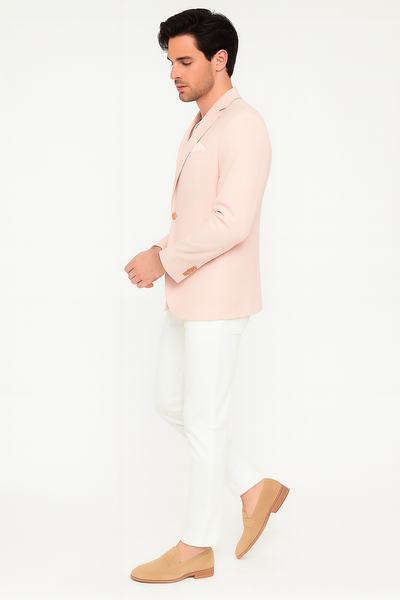 Men’s Blush Pink Slim Fit Blazer – Stylish Two-Button Sport Coat with Notch Lapel 4   - from alligatorwarehouse.com