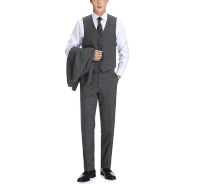 278-1 Men's 3-Piece Classic Fit Single Breasted Windowpane Suit 3 SO6278-1 classic suits_34S  - from alligatorwarehouse.com