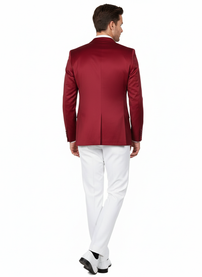 Premium Men's Burgundy  Satin Slim Fit Blazer – Elegant Party & Wedding Suit Jacket in Maroon Wine Color 4   - from alligatorwarehouse.com