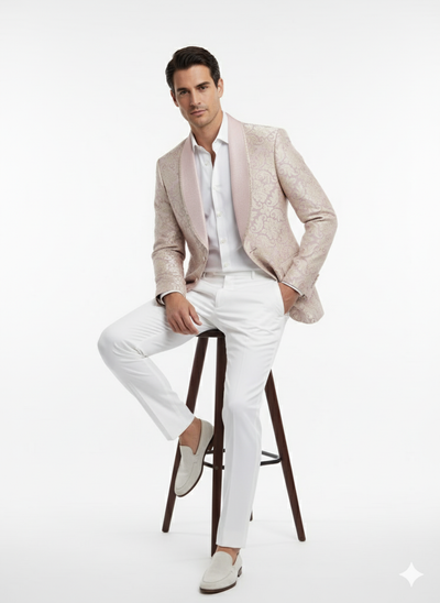 Men’s Lavender and Gold Tuxedo Embroidered Lilac Mauve Blazer – Designer Floral Pattern Wedding & Party Jacket 4   - from alligatorwarehouse.com