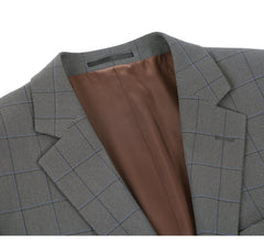 292-2 Men's Two Piece Classic Fit Windowpane Check Dress Suit