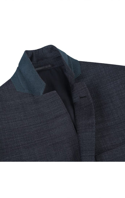 Men’s Charcoal Wool Blend Slim Fit 2 Piece Suit, 2 Button Formal Wedding Business Suit