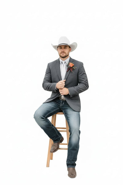 Mens Western Style Blazer – Classic Gray Cowboy Suit Jacket for Weddings, Country Events and Formal Wear in Grey Color 4   - from alligatorwarehouse.com