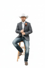 Mens Western Style Blazer – Classic Gray Cowboy Suit Jacket for Weddings, Country Events and Formal Wear in Grey Color